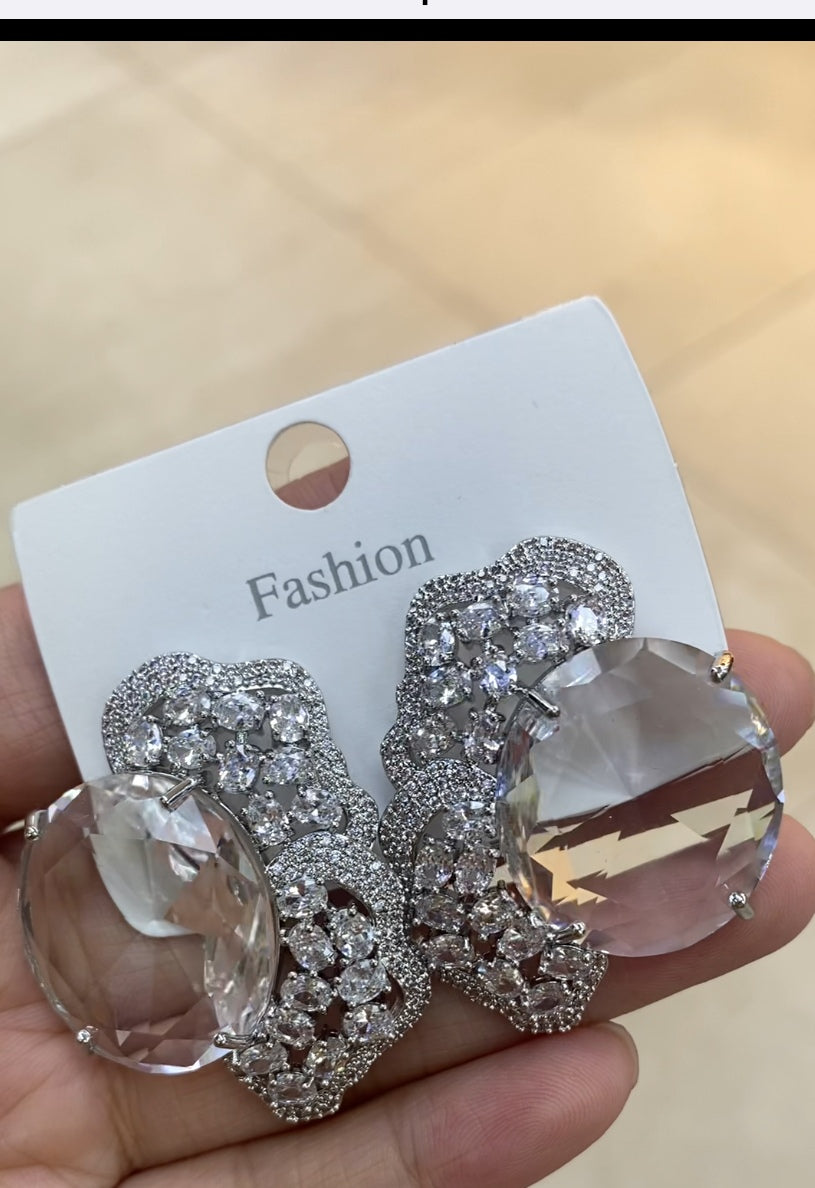 Luxury cubic zirconia drop earrings 18K gold plated wholesale