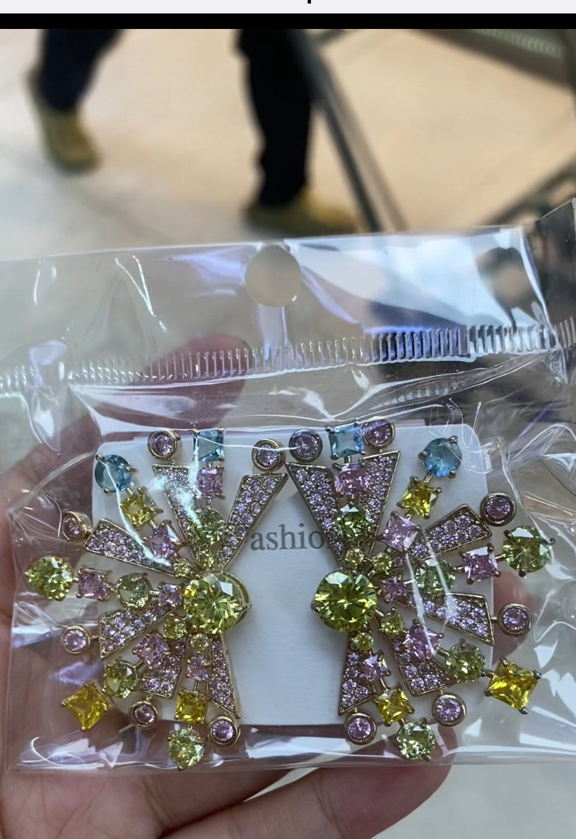Sparkling crystal selected ear accessories 18K gold plated CZ wholesale