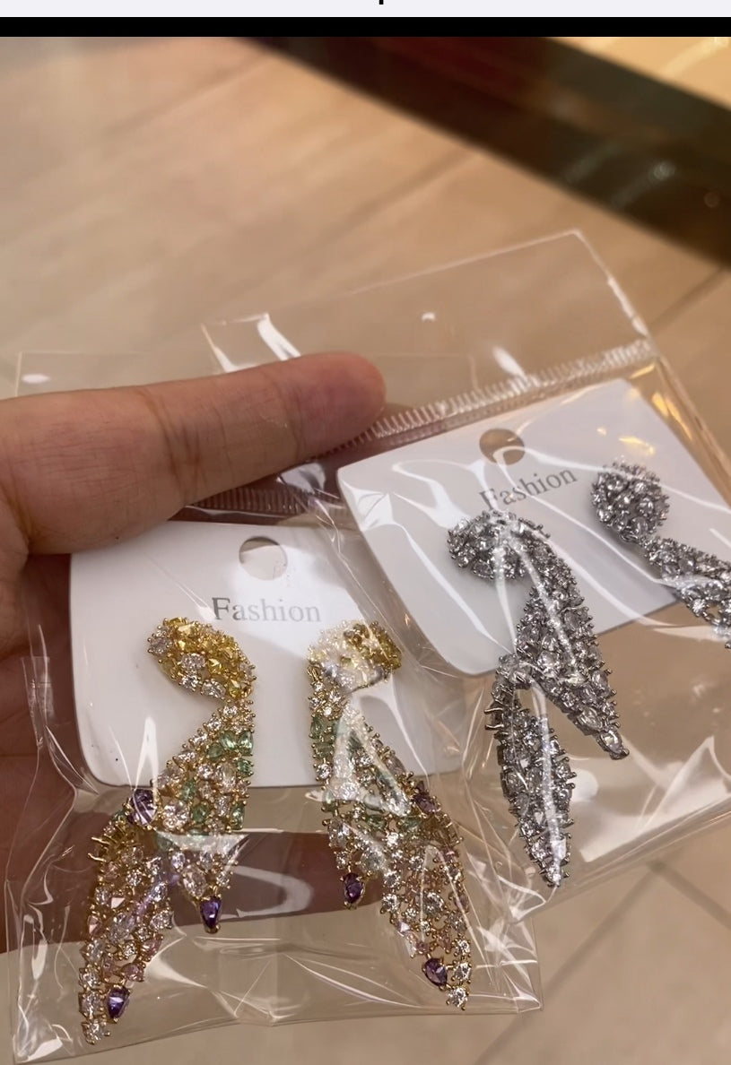 Sparkling zircon drop earrings 18K gold plated CZ wholesale