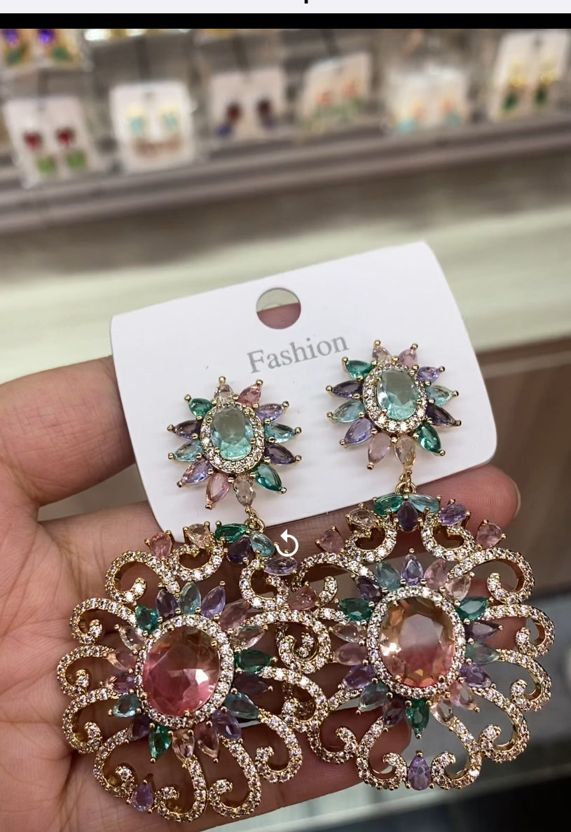 Minimalist cubic zirconia popular earrings 18K gold plated wholesale