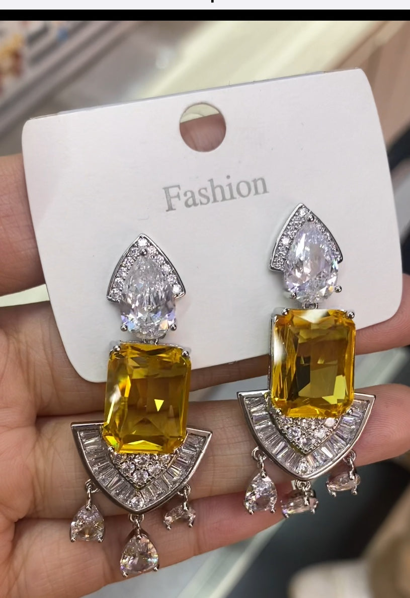 Elegant zircon drop earrings 18K gold plated CZ wholesale