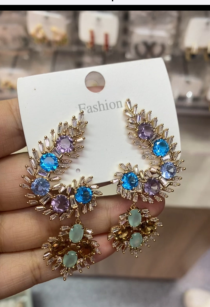 Cubic zirconia exquisite earrings 18K gold plated wholesale