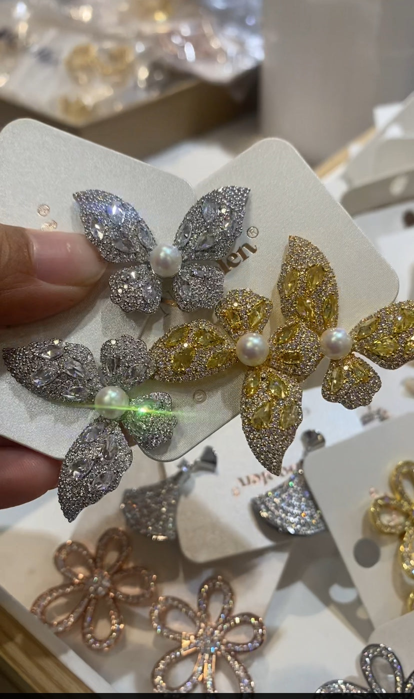Colorful zircon design stud earrings 18K gold plated wholesale
