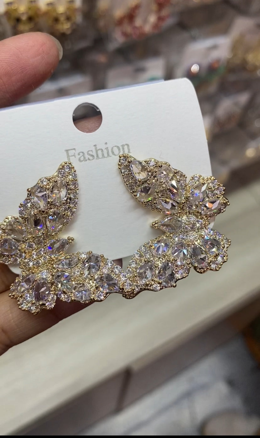 Luxury cubic zirconia earrings 18K gold plated wholesale