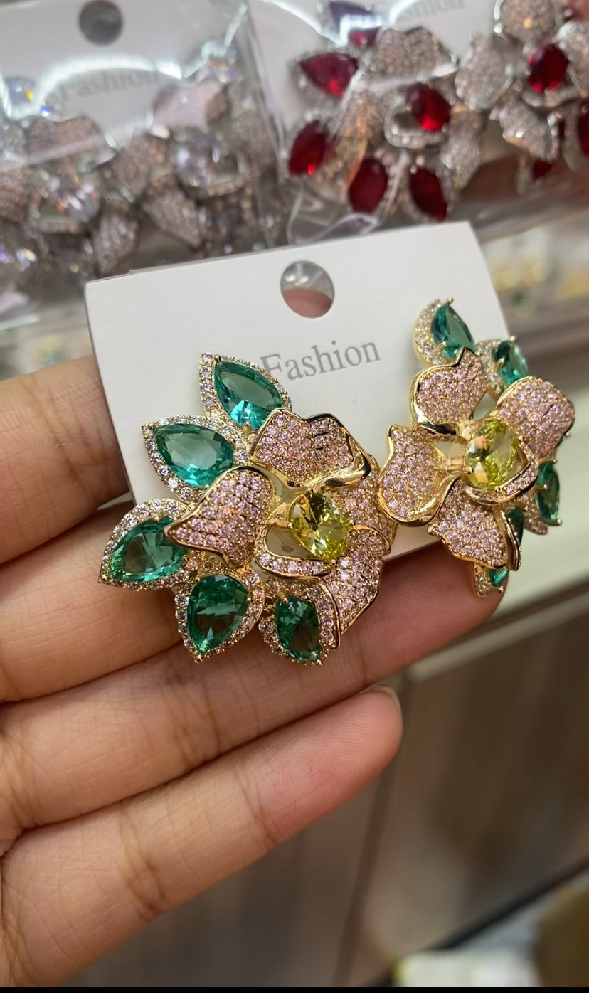 Exquisite cubic zirconia drop earrings 18K gold plated wholesale