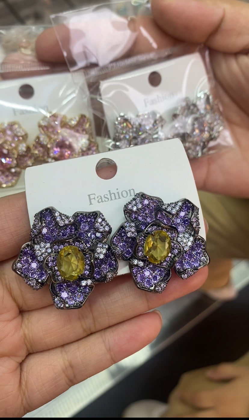 Selected fashion CZ earrings 18K gold plated wholesale