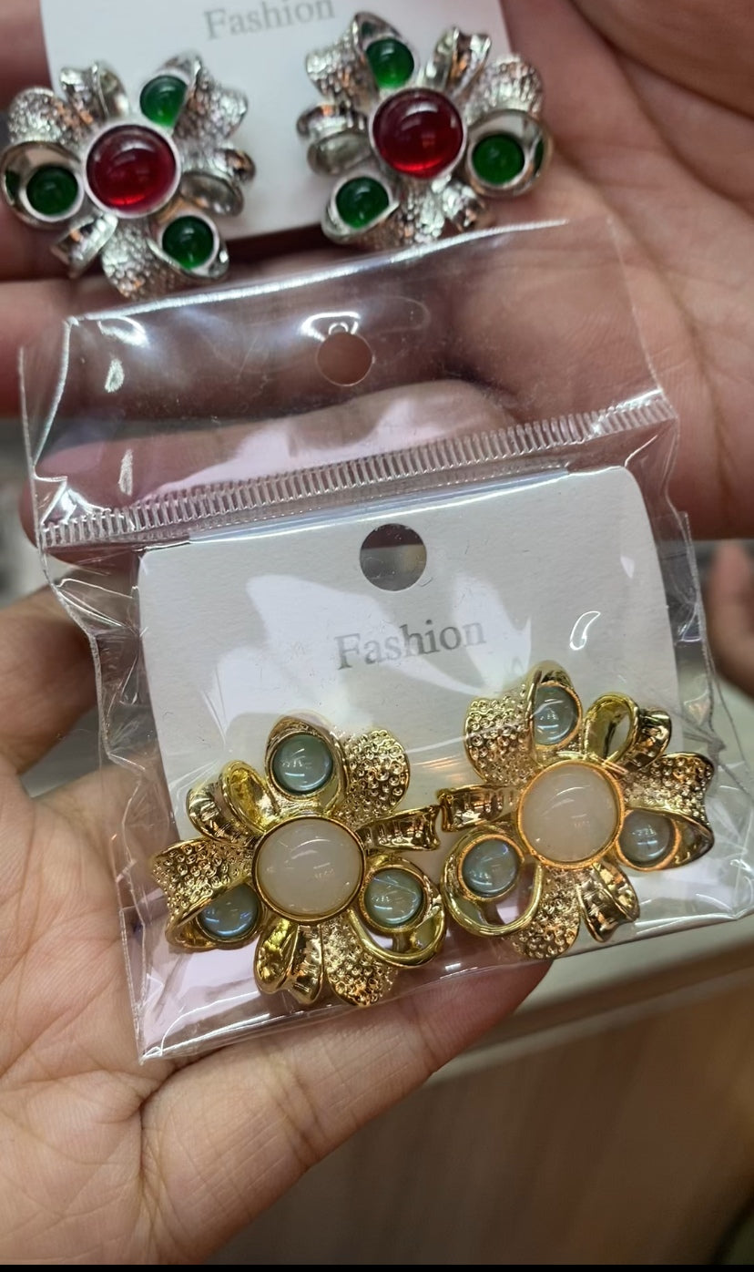 Bestseller elegant CZ stud earrings 18K gold plated wholesale