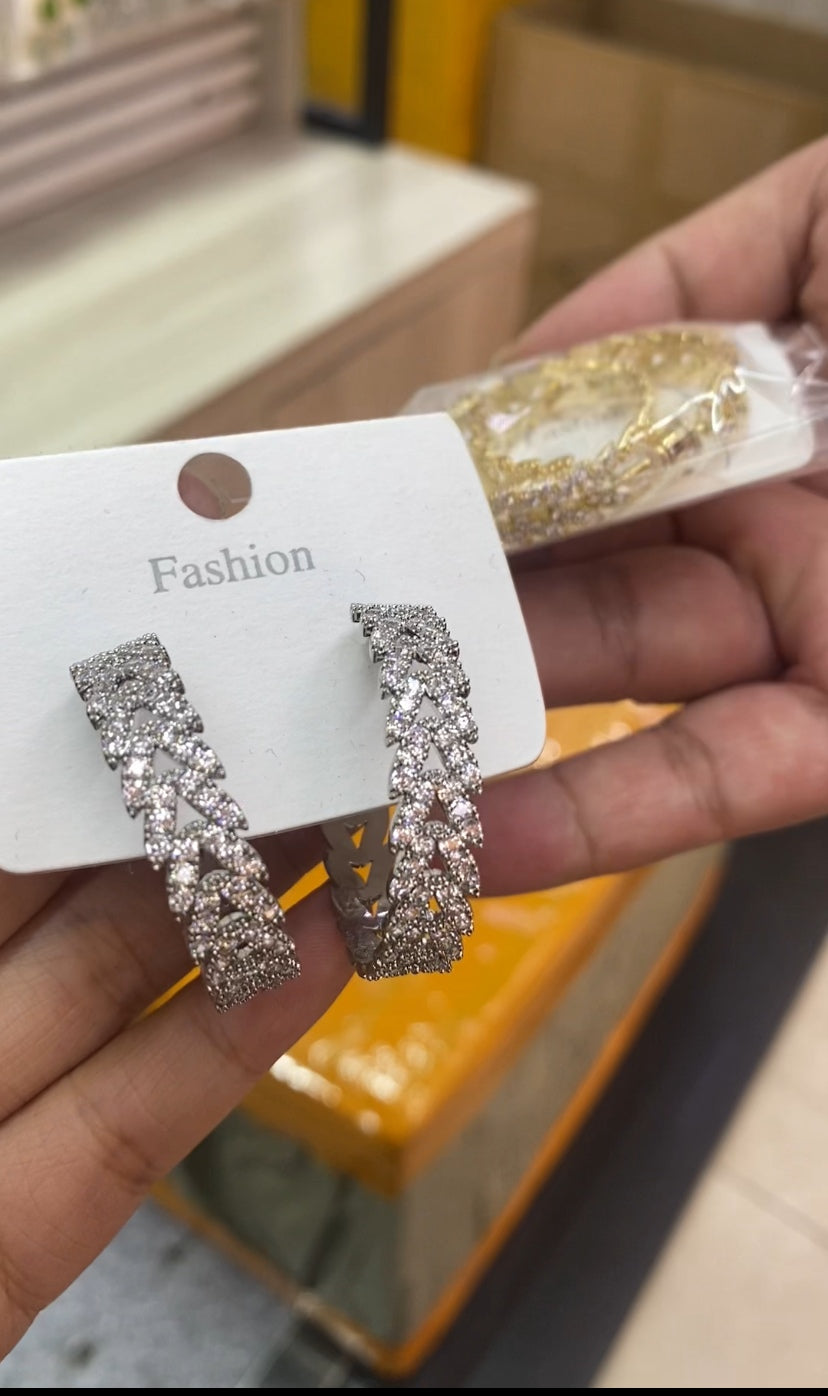 Hot elegant CZ earrings 18K gold plated wholesale
