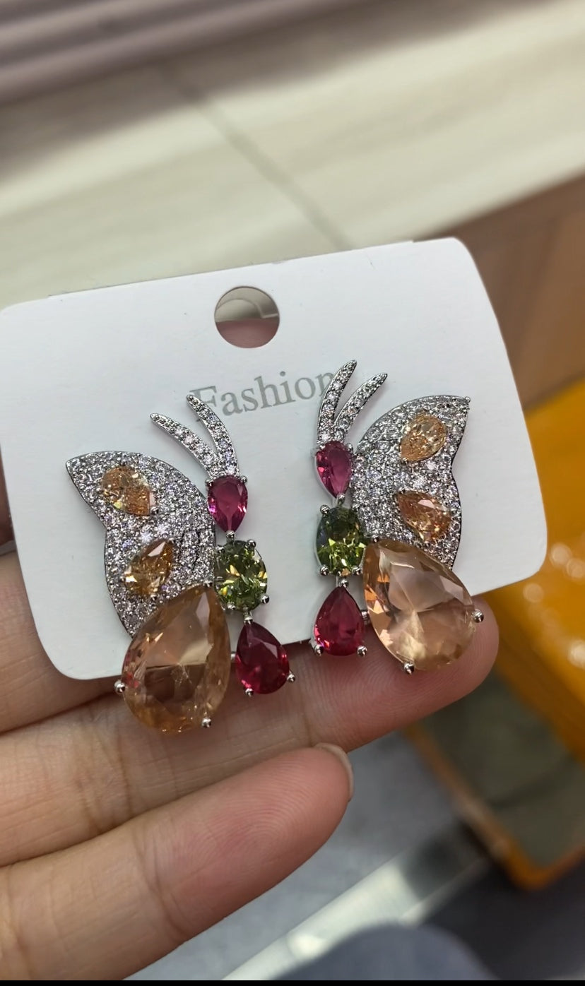 Micro pave simulated diamond popular earrings 18K gold plated wholesale