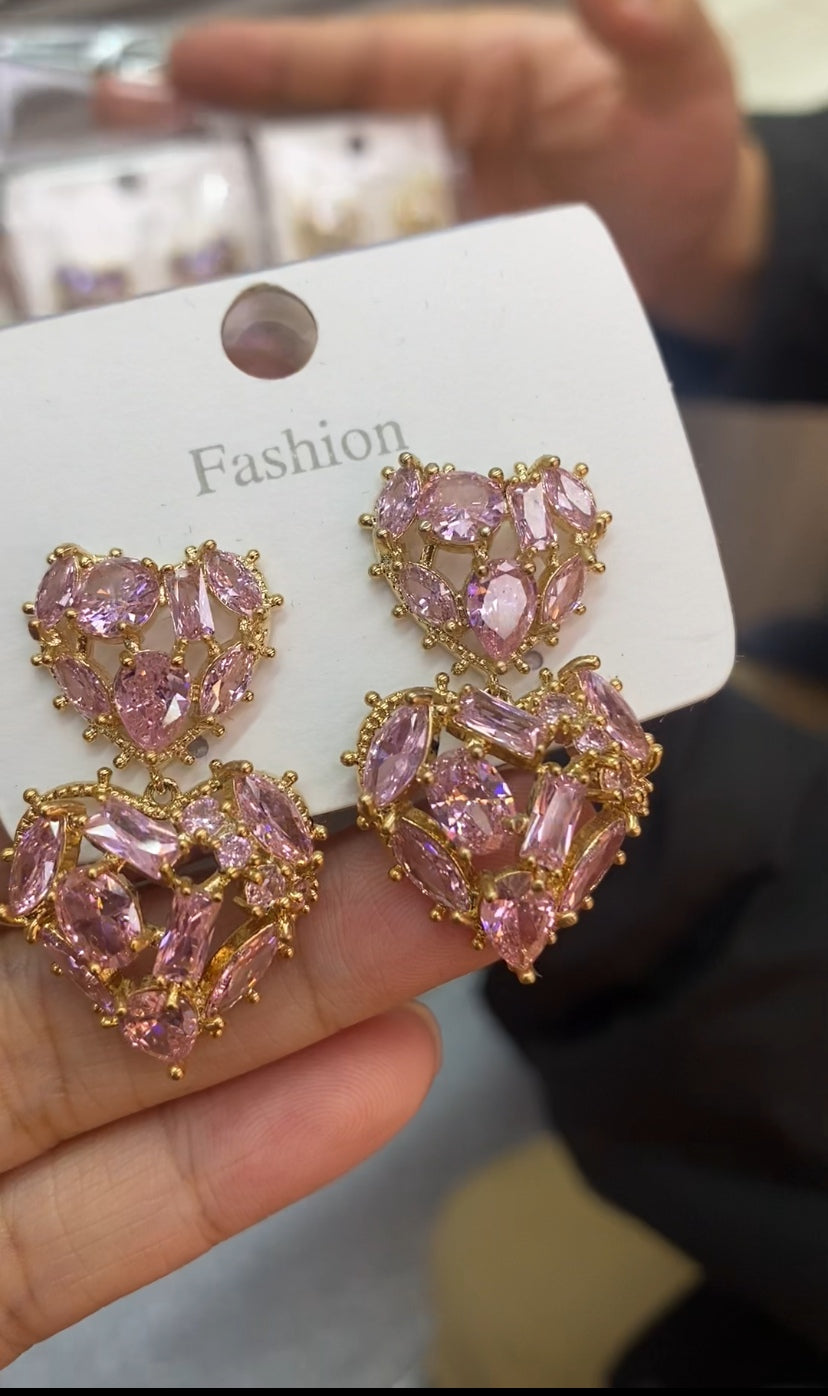 Exquisite cubic zirconia new stud earrings 18K gold plated wholesale