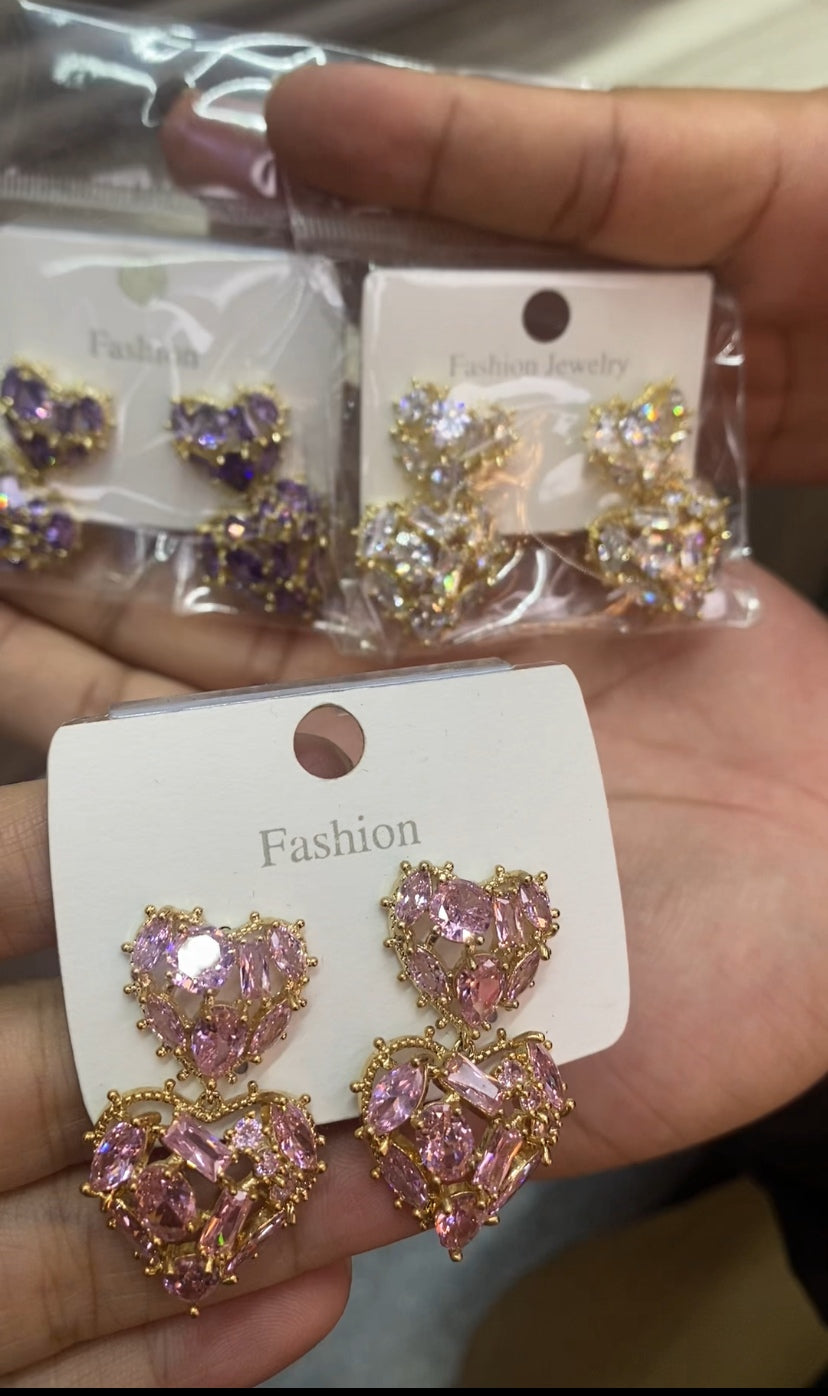 Fashion zircon trendy earrings 18K gold plated CZ wholesale