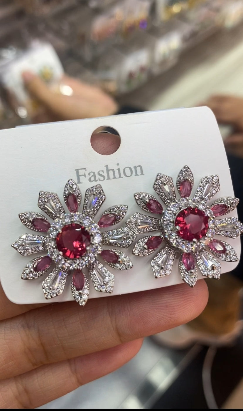 Luxury zircon trendy earrings 18K gold plated CZ wholesale