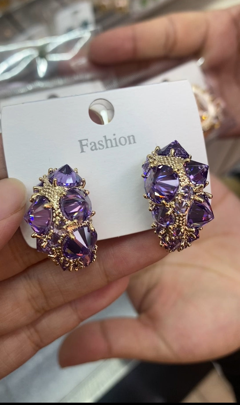 Elegant simulated diamond drop earrings 18K gold plated wholesale