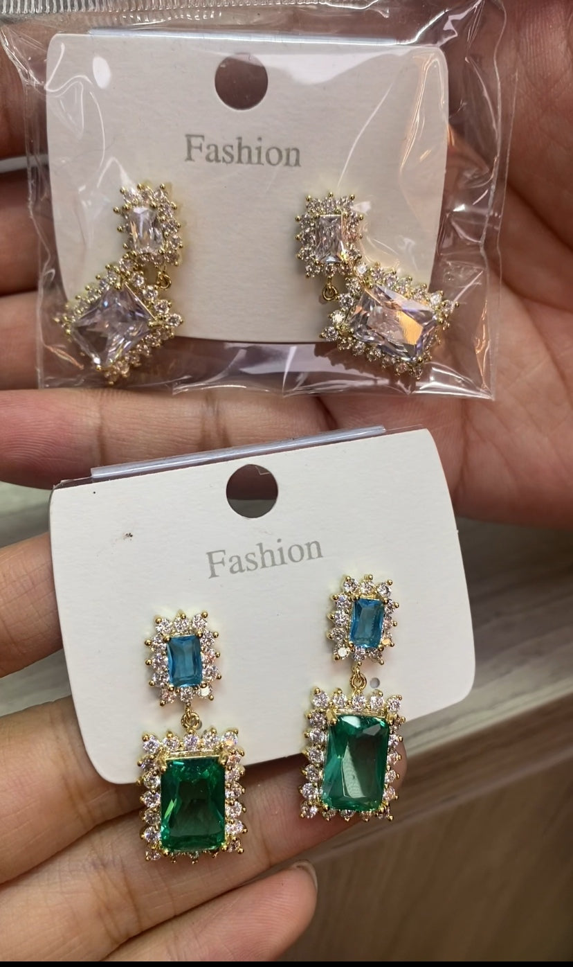 Luxury CZ drop earrings 18K gold plated bestseller wholesale