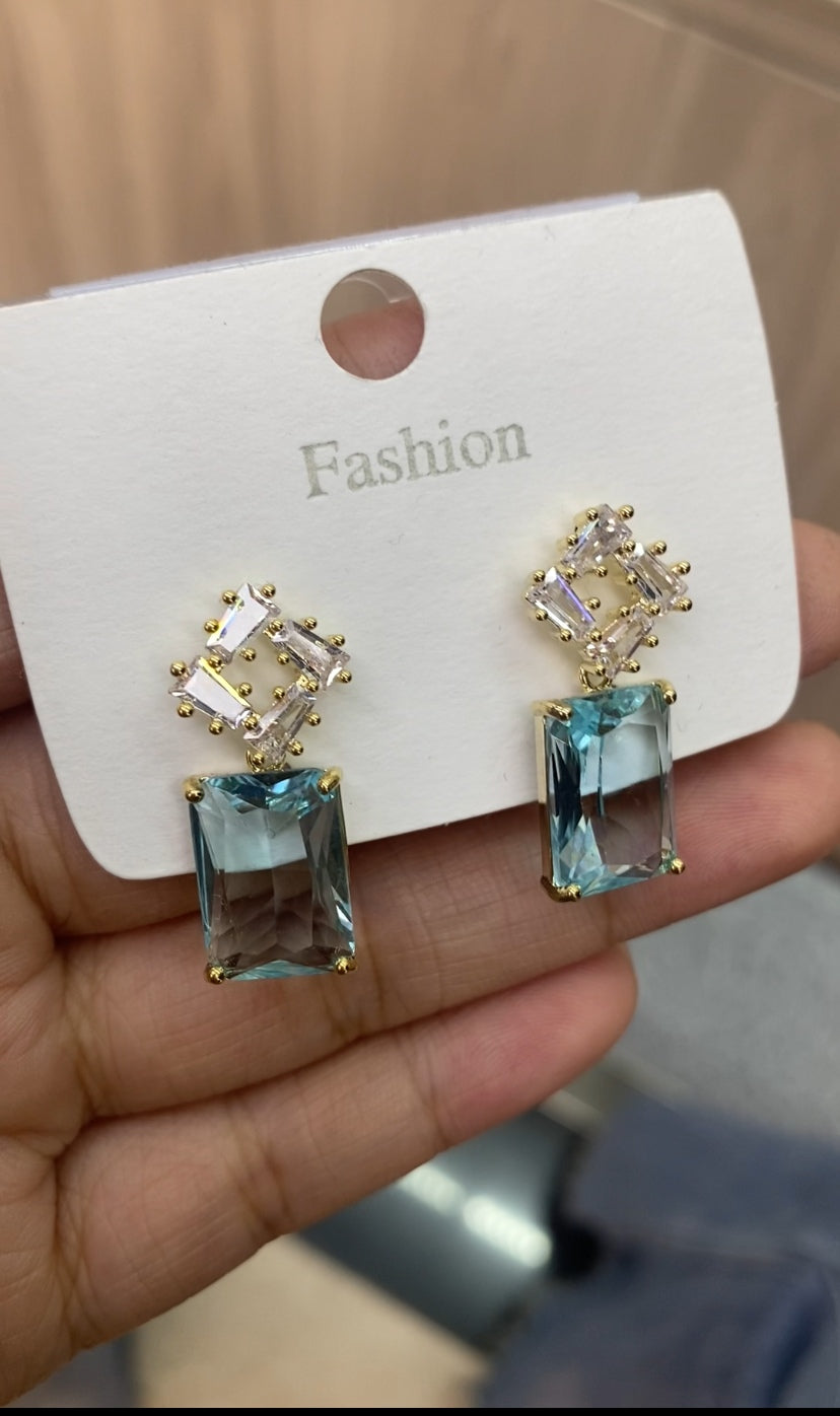 Luxury simulated diamond earrings 18K gold plated CZ wholesale