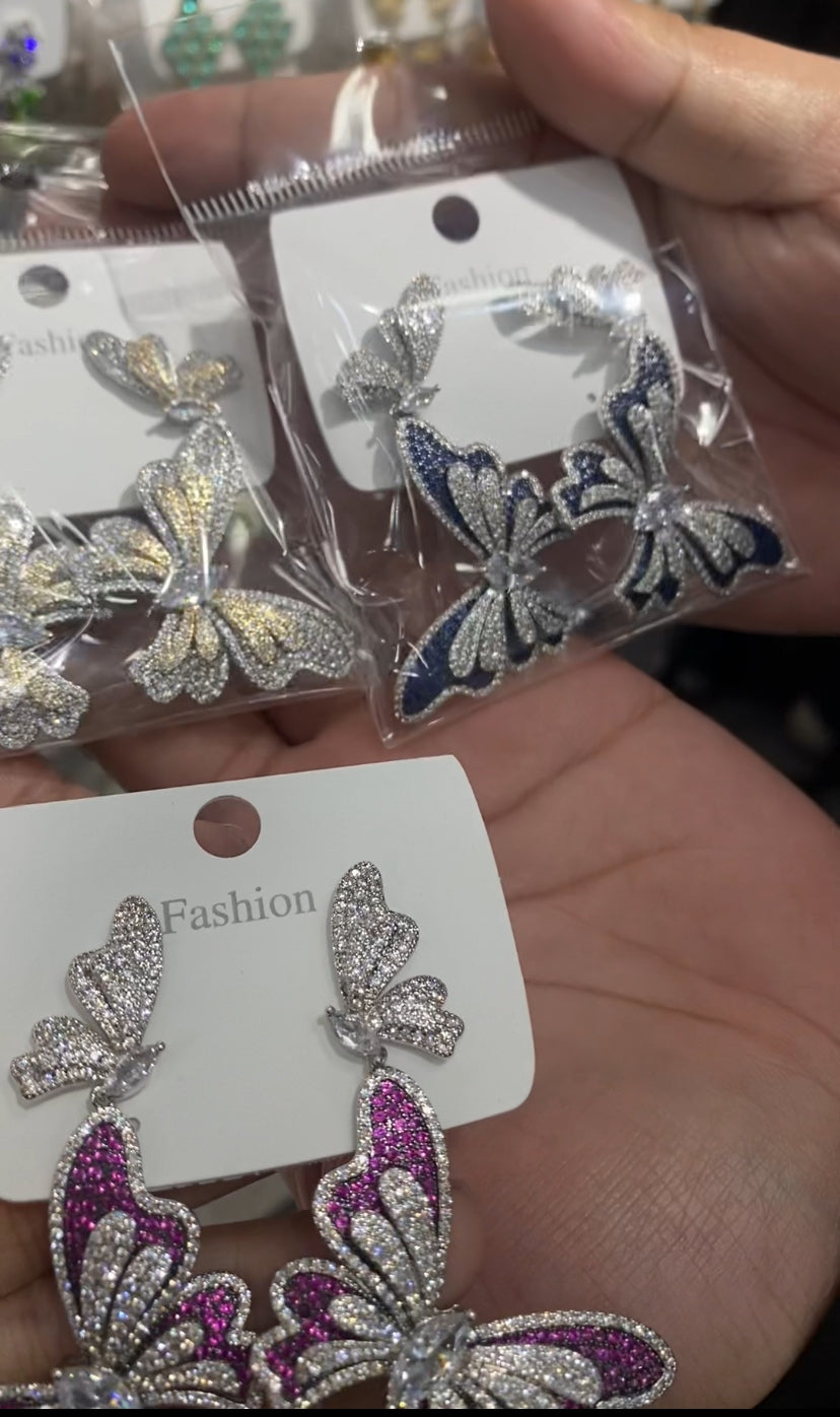 Elegant simulated diamond earrings 18K gold plated CZ wholesale
