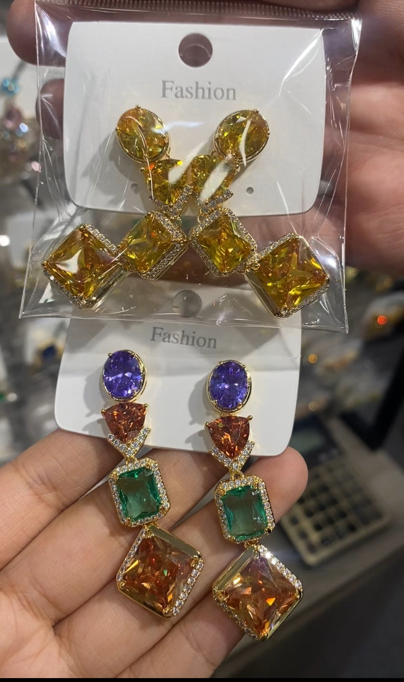 Minimalist CZ drop earrings 18K gold plated recommended wholesale