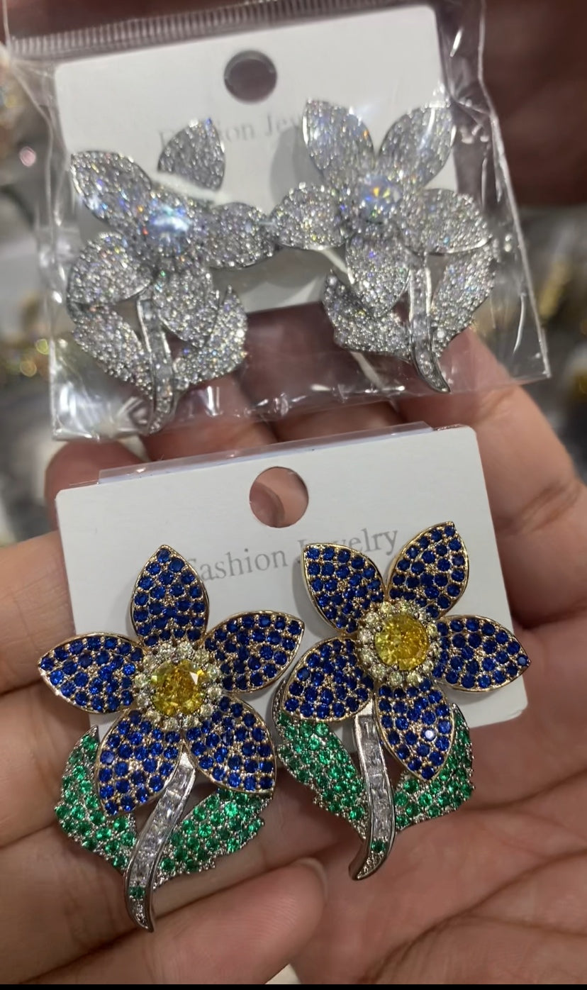 Luxury zircon trendy drop earrings 18K gold plated wholesale