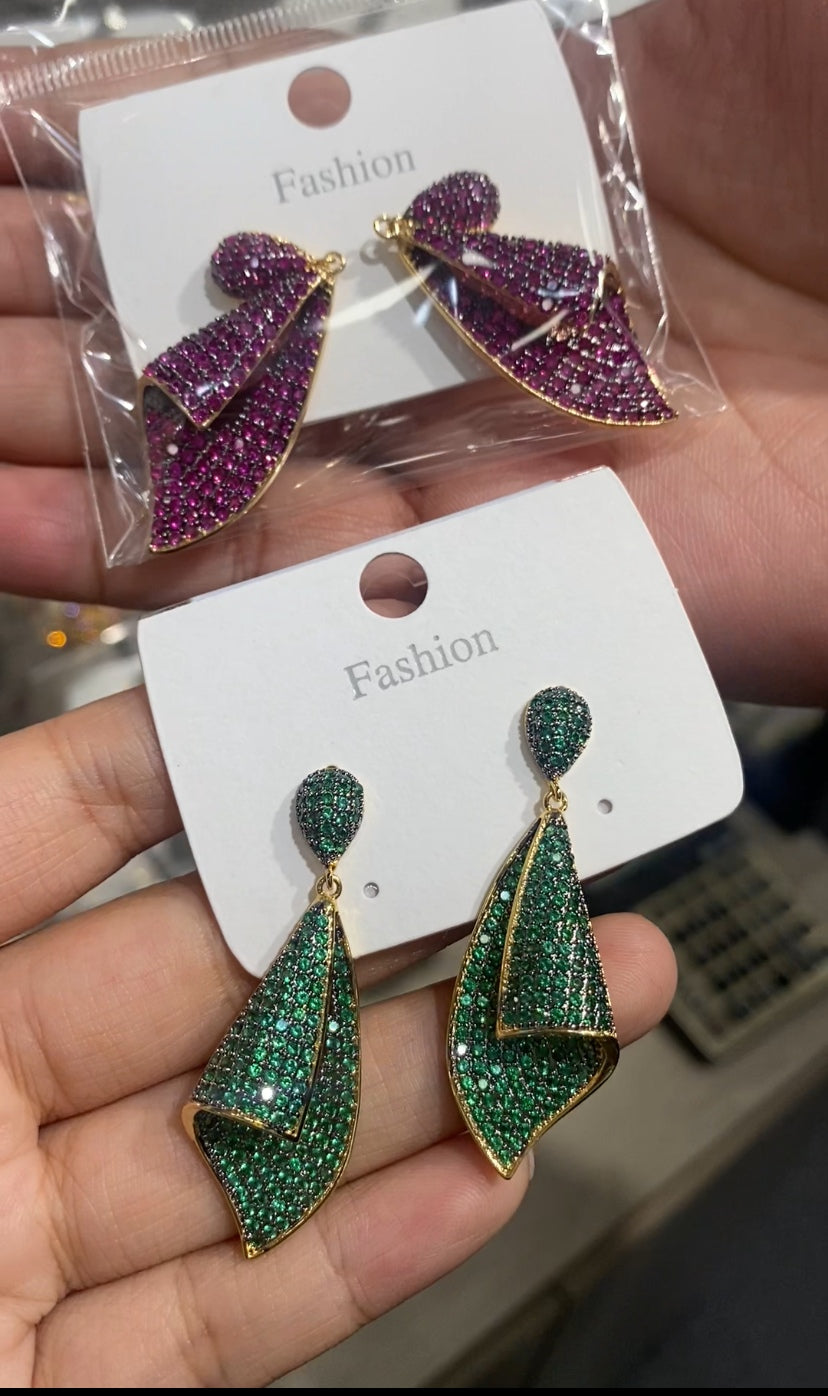 Zircon luxury ear accessories 18K gold plated CZ wholesale