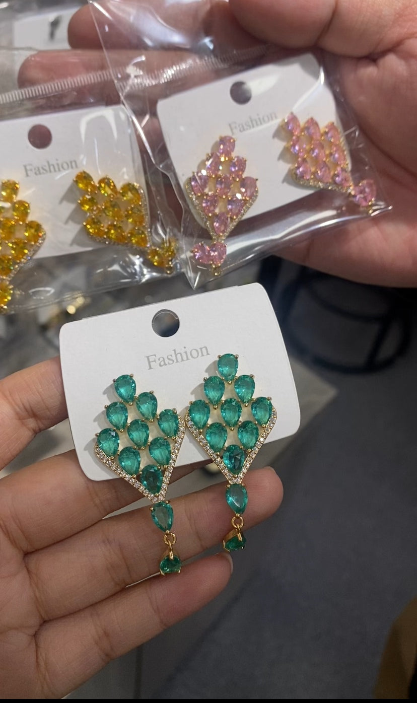 Minimalist colorful zircon stud earrings 18K gold plated wholesale