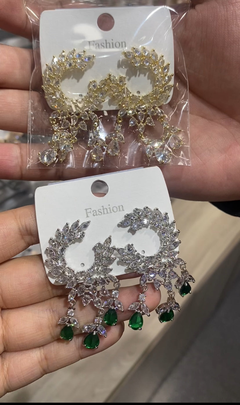 Micro pave colorful zircon drop earrings 18K gold plated wholesale