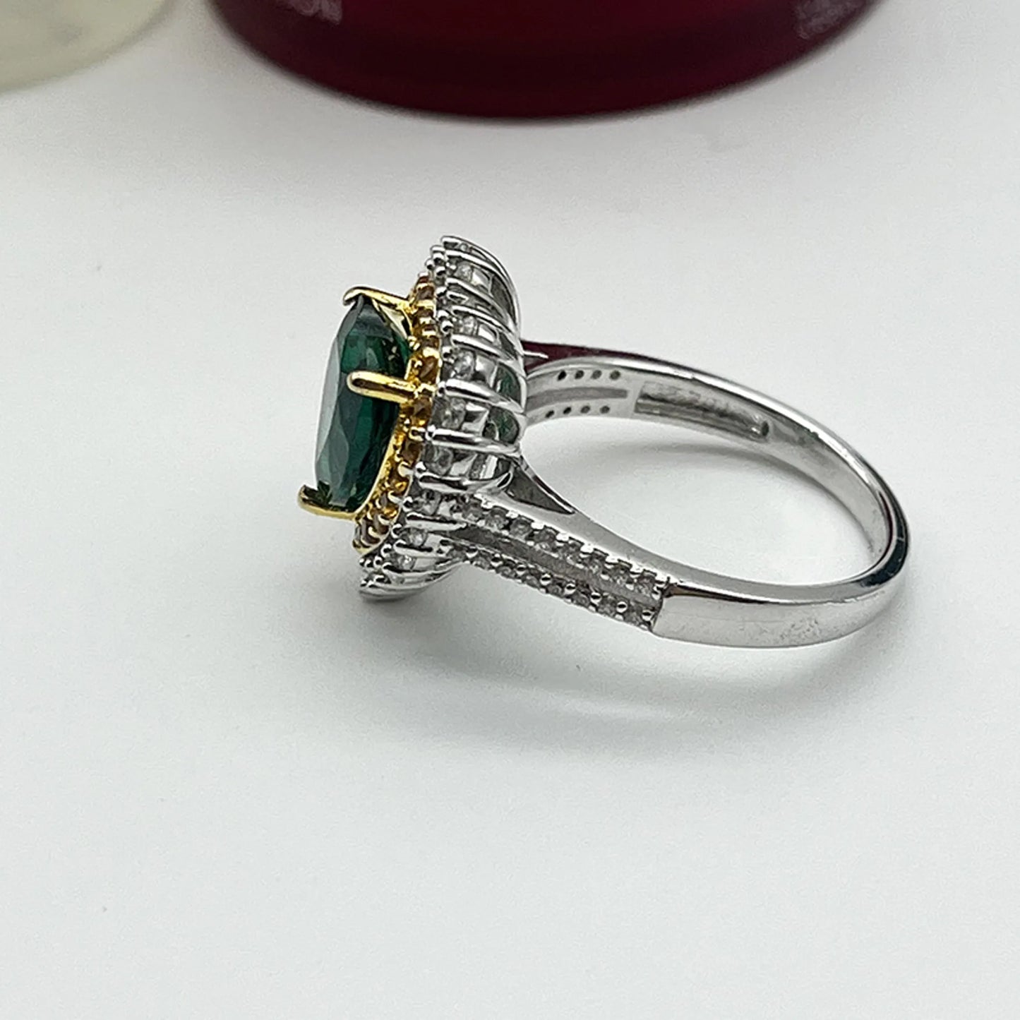 2CT Lab-created Heart -Shaped  Emerald Ring