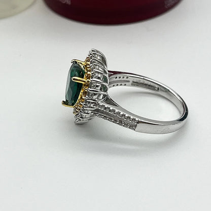 2CT Lab-created Heart -Shaped  Emerald Ring