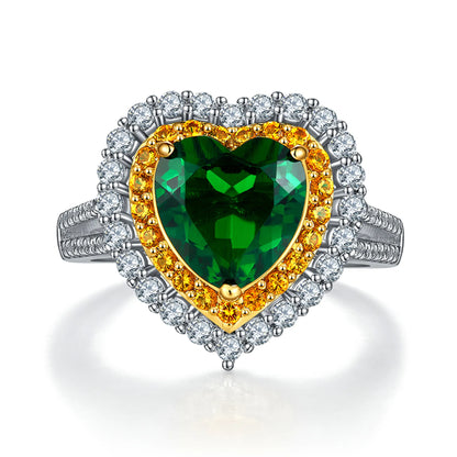 2CT Lab-created Heart -Shaped  Emerald Ring