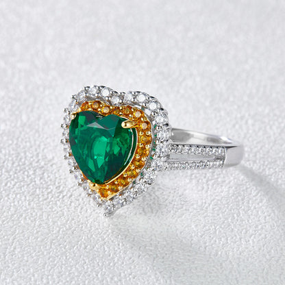 2CT Lab-created Heart -Shaped  Emerald Ring