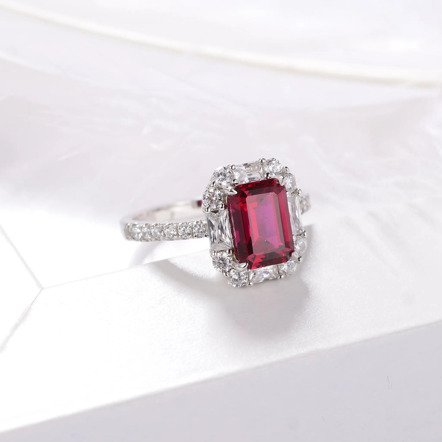 2.2CT Sugar Cube Cultivated  Ruby Ring