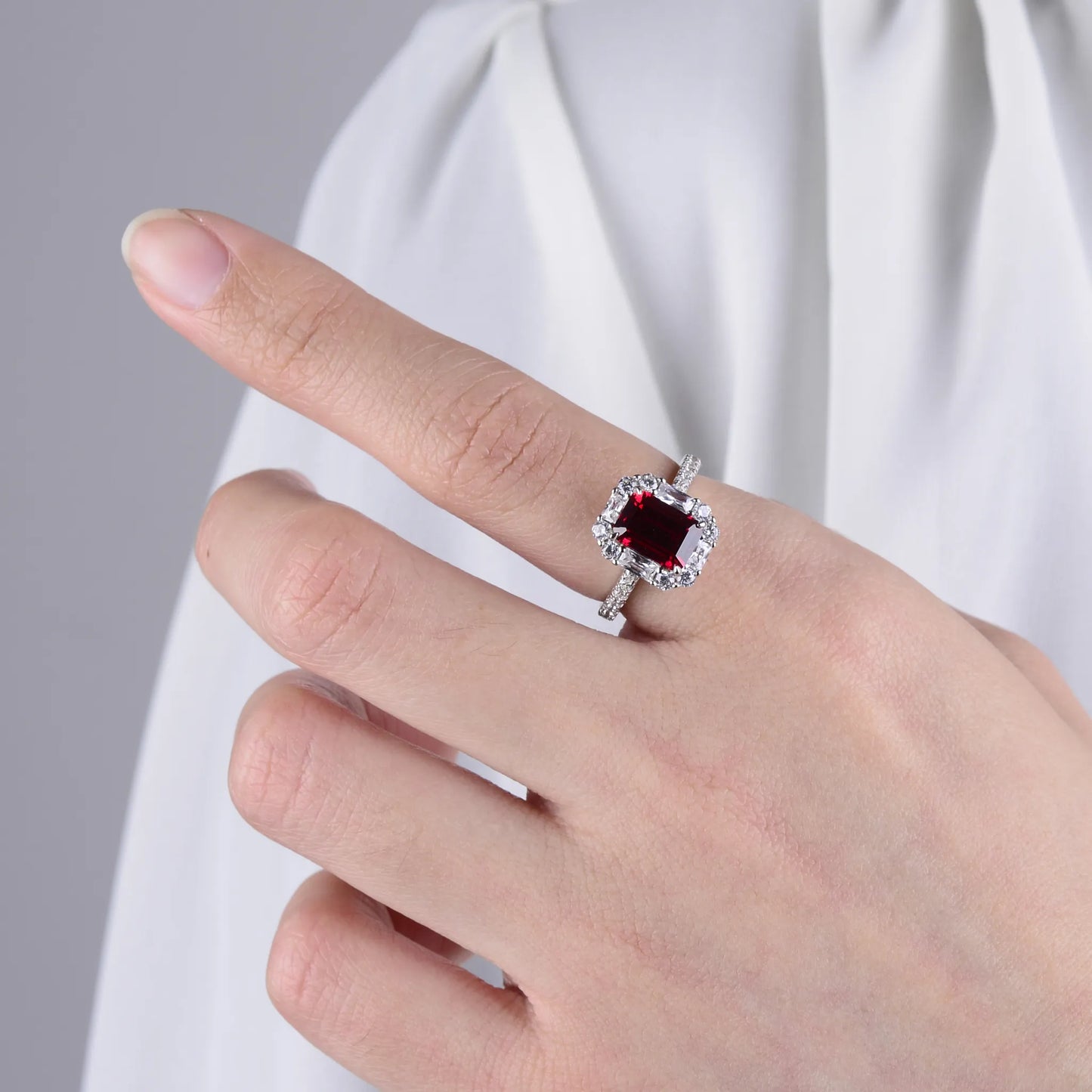 2.2CT Sugar Cube Cultivated  Ruby Ring