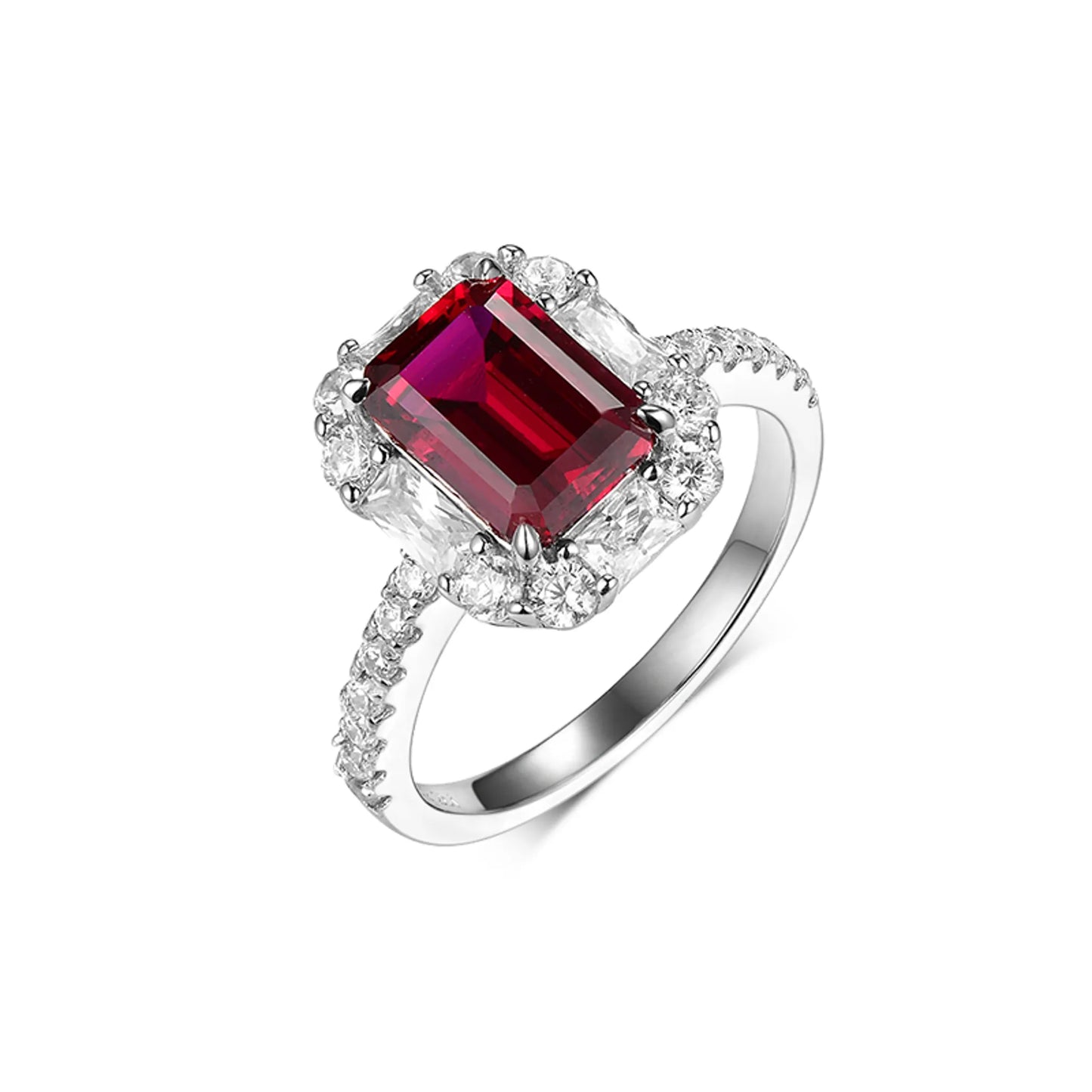 2.2CT Sugar Cube Cultivated  Ruby Ring