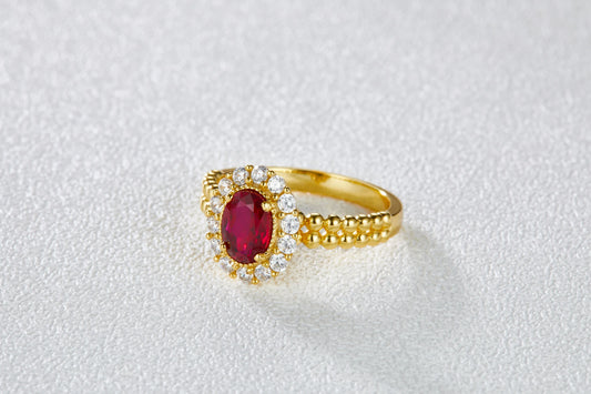 Cultivated Ruby Ring Gold Plated CZ Wholesale View 2