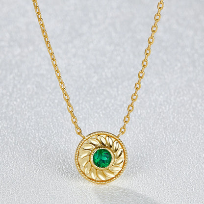 2CT Round Emerald Necklace