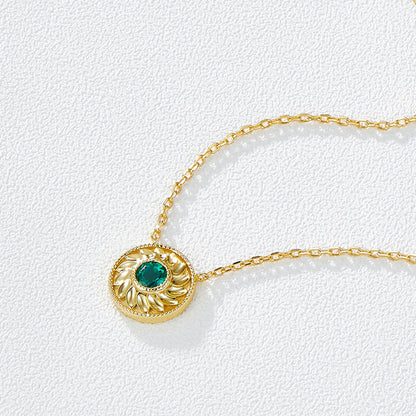 2CT Round Emerald Necklace