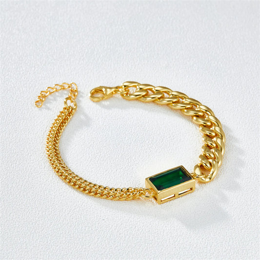 4CT emerald tennis bracelet worn on wrist gold plated supplier