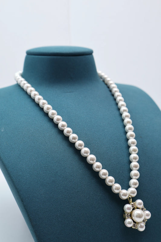 Layered Pearl Necklace 925 Silver Classic Beaded Wholesale View 2
