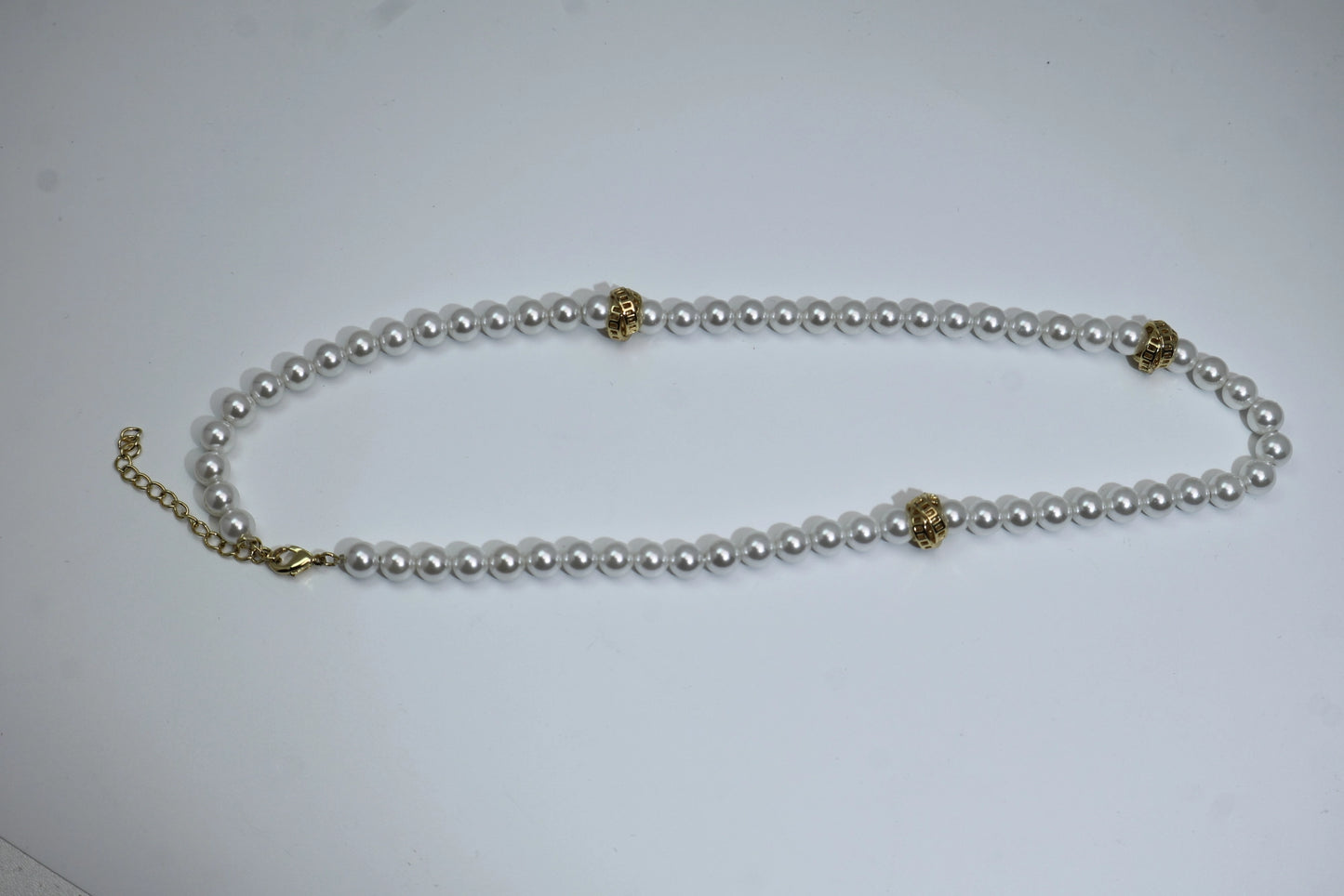 Layered Pearl Necklace 925 Sterling Silver