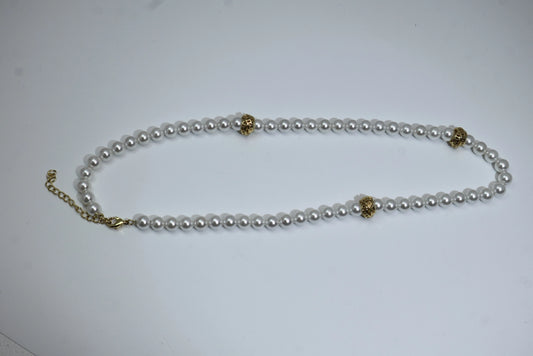 Classic Beaded Pearl Necklace 925 Silver Gold Plated Wholesale View 2
