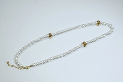 Layered Pearl Necklace 925 Sterling Silver