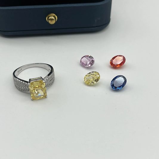 Large simulated diamond ring worn on hand white gold plated supplier