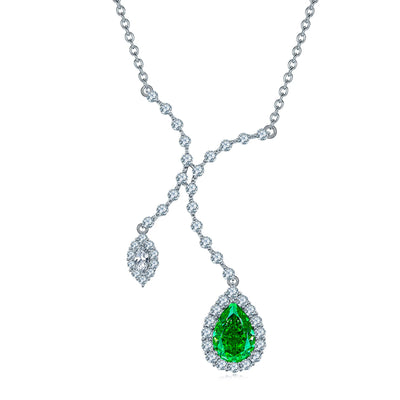 Luxury high carbon diamond necklace in 18K white gold plated wholesale