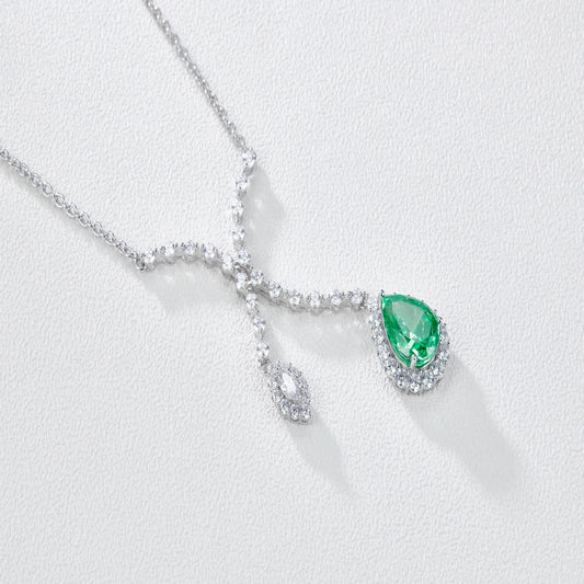 High carbon simulated diamond necklace worn on neck white gold supplier