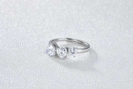 Wholesale 3 Heart Rings 925 silver CZ