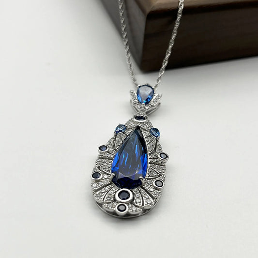 Angel tear simulated diamond necklace worn on neck white gold supplier