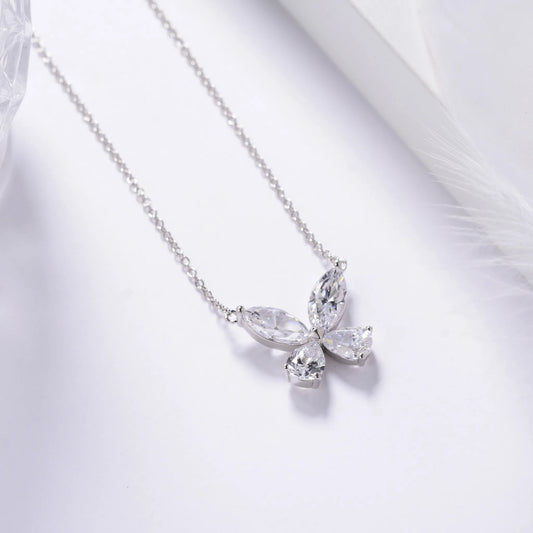 Butterfly necklace worn on neck gold plated supplier
