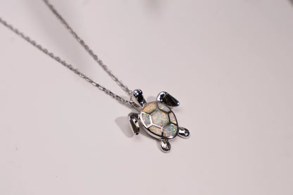 Ocean Sea Turtle Necklace with Opal