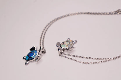 Ocean Sea Turtle Necklace with Opal