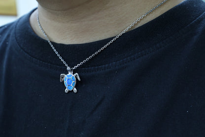 Ocean Sea Turtle Necklace with Opal