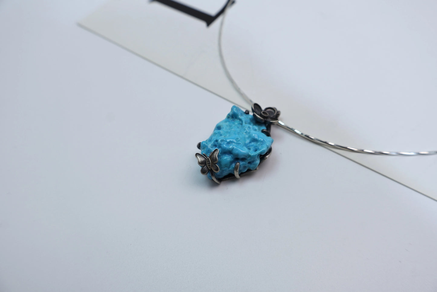 Original Butterfly Turquoise Pendant Necklace